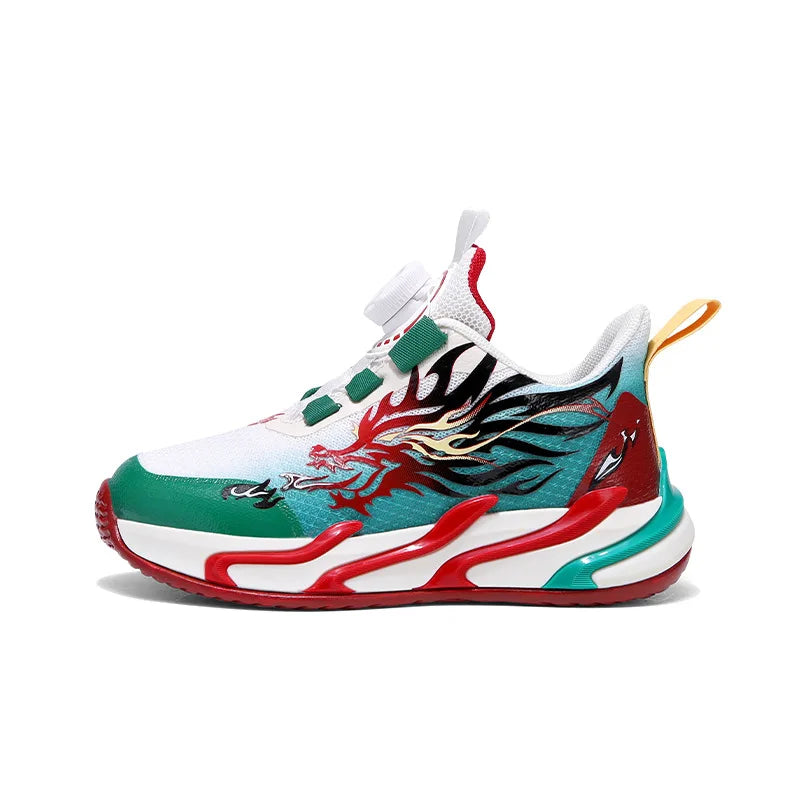Boys' Breathable Running Shoes 2025 Style Button Design Mesh Soft Bottom Anti-Slip Children's Sport Shoes Comfortable All-Season