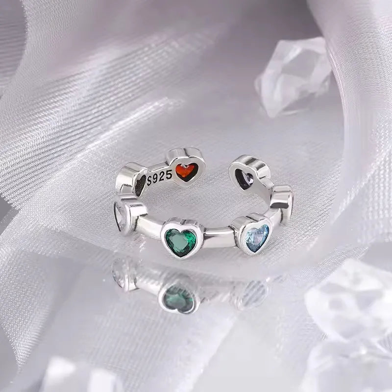 VENTFILLE 925 Sterling Silve Green Crystal Geometry Ring Square Retro Sweet Jewelry Birthday Gift Dropshipping