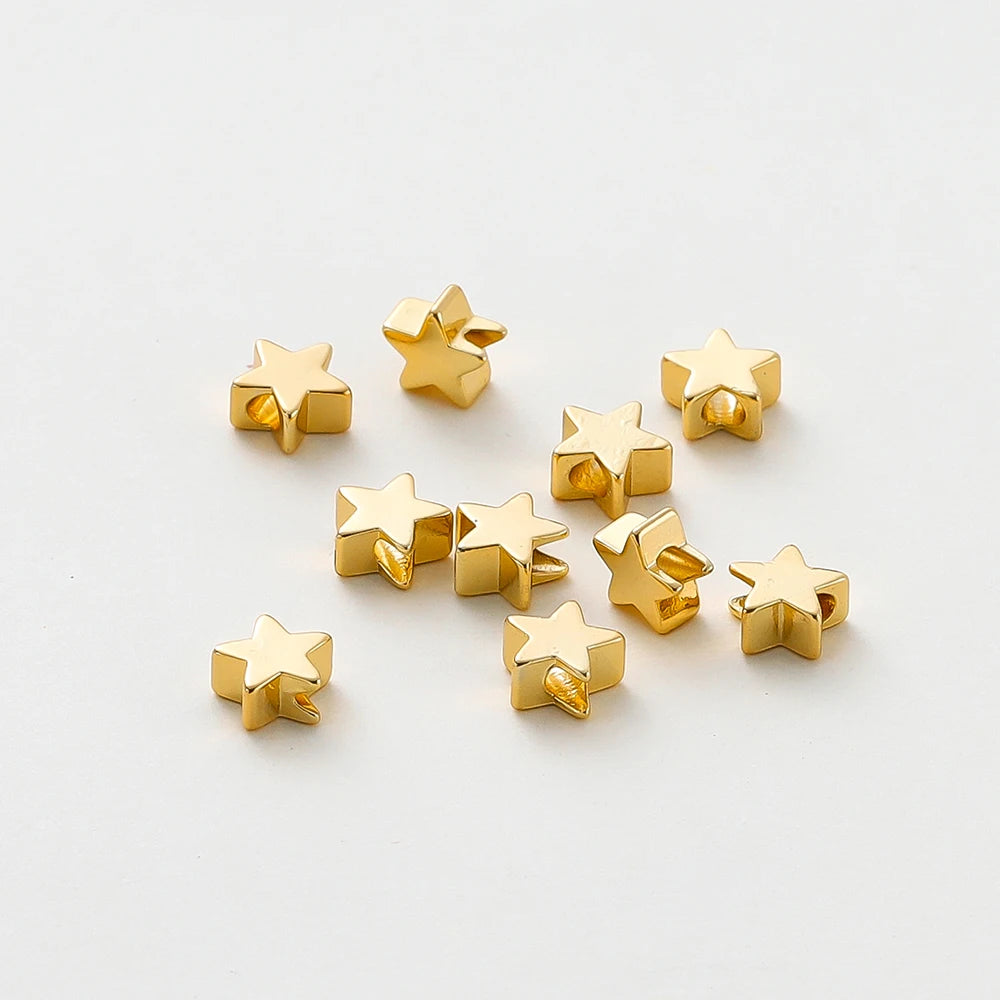 20pcs/lot 14K/18K Gold Color Plated Star Shape Beads Bracelet Spacer Beads for DIY Jewelry  Necklace Decorate Making Supplies