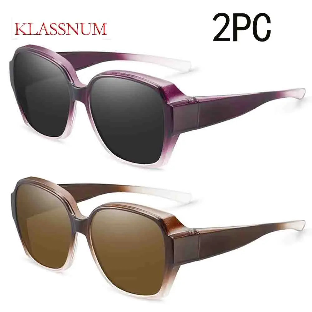 KLASSNUM Trend Driving Polarized Sunglasses For Men Women Fit Over Glasses Wrap Around Sunglasses Square Shades UV400 Goggles