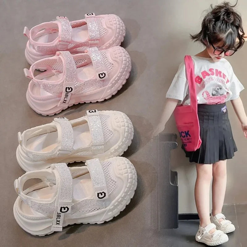 Summer Sport Shoes For Girls Korean Style Teenager Girl's Sandals Ergonomics Anti-slippery Breathable Outdoor Running Footwear