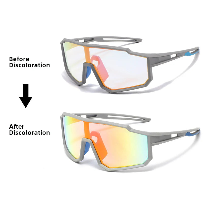 Flexible Ultra-Light Kids Sports Sunglasses TPEE Frame Photochromic UV400 Protection Goggle Cycling Running Outdoor Activities