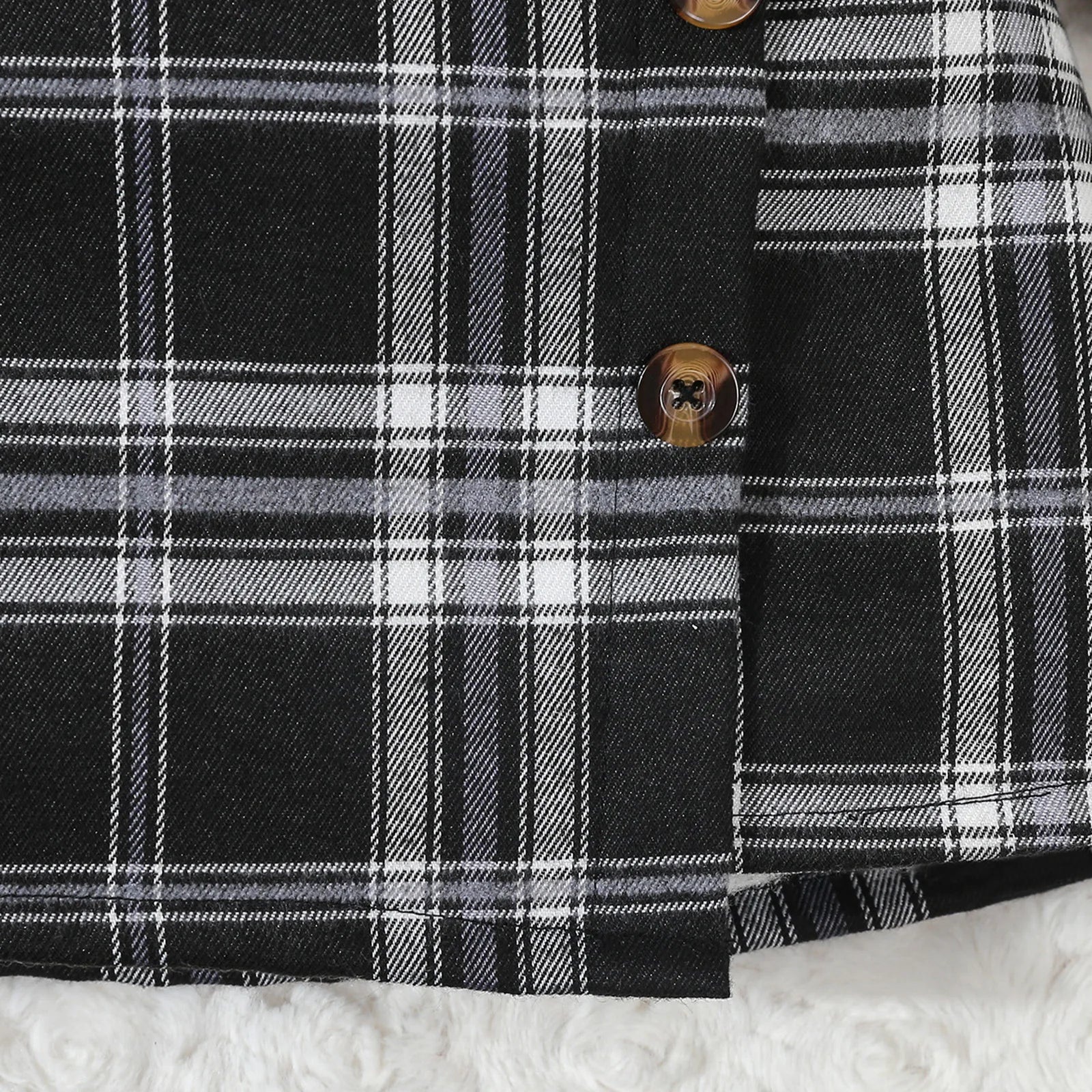 Girls Casual Black Top And Plaid Skirt Two-Piece Set Children's Clothing Outfit for Girls