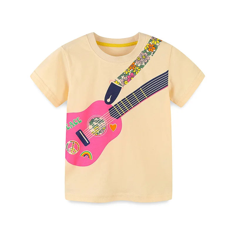 Little maven 2026 Cotton T-shirt Short Sleeves Summer Clothes with Little Bees Lovely for Baby Girls Kids 2 to 7 year