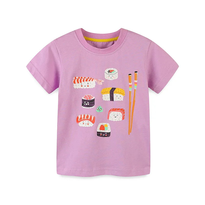 Little maven 2026 Cotton T-shirt Short Sleeves Summer Clothes with Little Bees Lovely for Baby Girls Kids 2 to 7 year