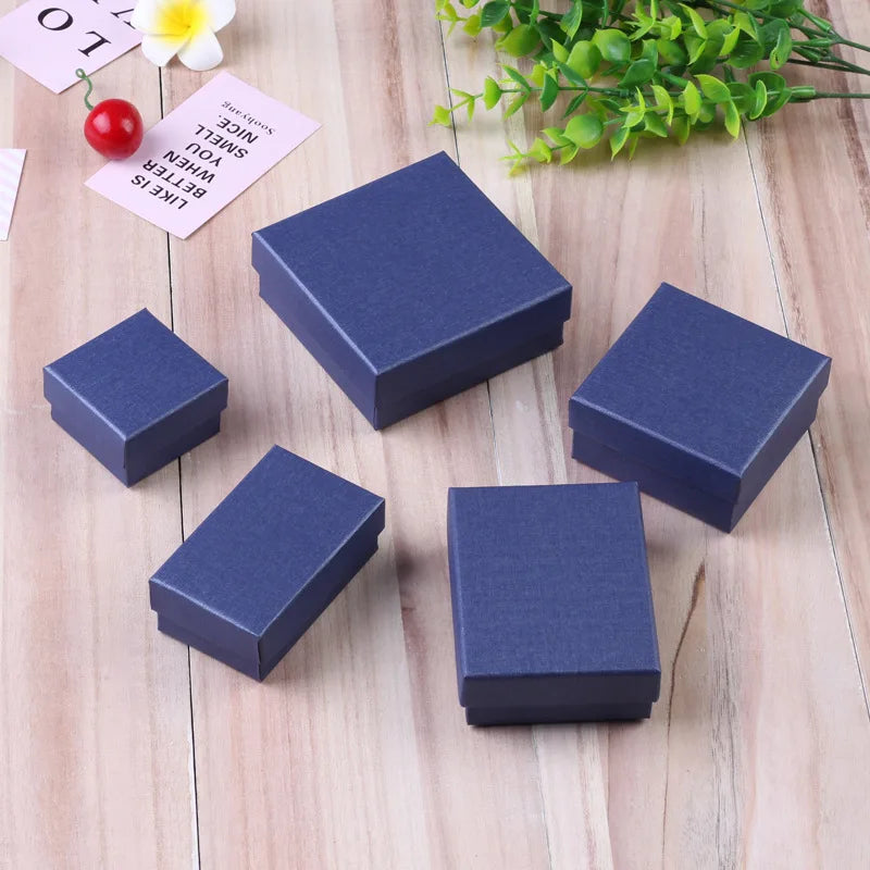 12pack White Black Cardboard Jewelry Box Earings Rings Necklace Storage Boxes 7x9x3cm Kraft Paper Travel Wedding Gift Dust Case
