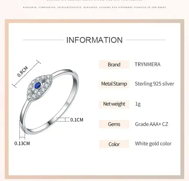 Kaletine 925 Sterling Silver Evil Eye Rings For Women Good Luck Blue Stone CZ Luxury Brand Ring Turkey Wedding Jewelry KLTR156