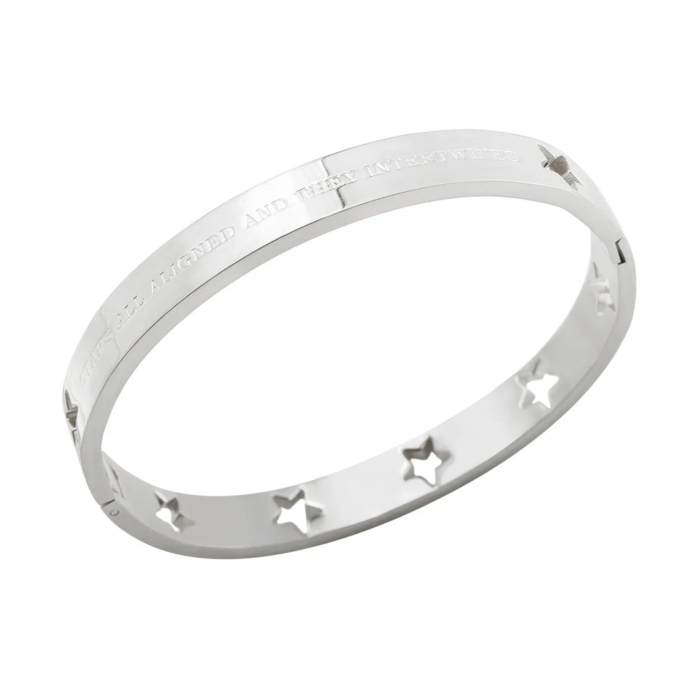 JOVO LOVE Fashion Hollow Stars and Carve Bangle STARS ALL ALIGNED BRACELET SET Stainless Steel Waterproof Jewelry for Women 2025