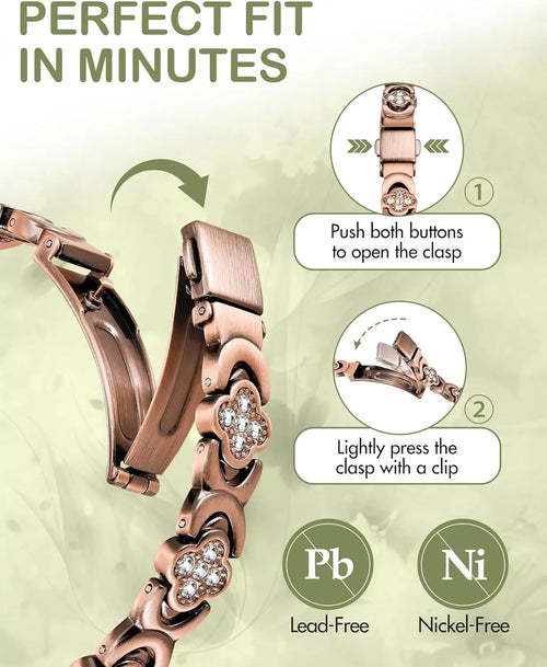 ARADOO Pure Copper Bracelets for Women Luck&Love Infinite Clover Design Ultra Strength Magnetic Therapy Bracelet Jewelry Gifts