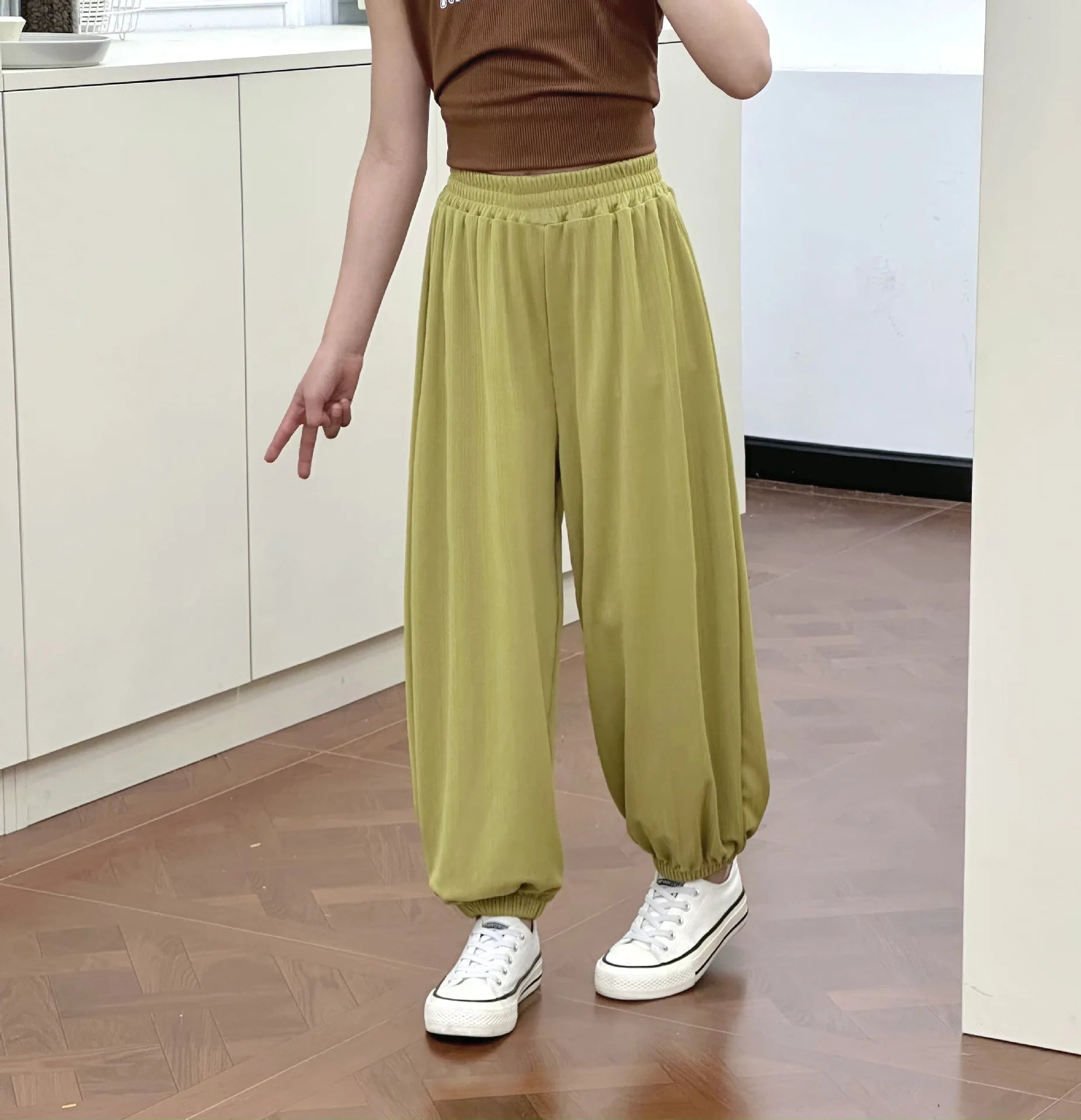 1pc Kid Mosquito Proof Pant Boy Girl Casual Loose Thin Trouser Ice Silk Spring Summer Baby Versatile Breathable Candy Color Pant