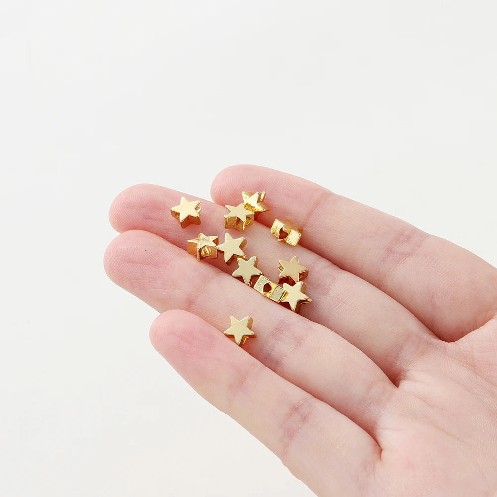 20pcs/lot 14K/18K Gold Color Plated Star Shape Beads Bracelet Spacer Beads for DIY Jewelry  Necklace Decorate Making Supplies