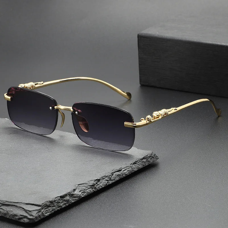 Perfect Fashion Leopard Decor Unframed Men's and Women's Sports Glasses Suitable for Holiday Parties
