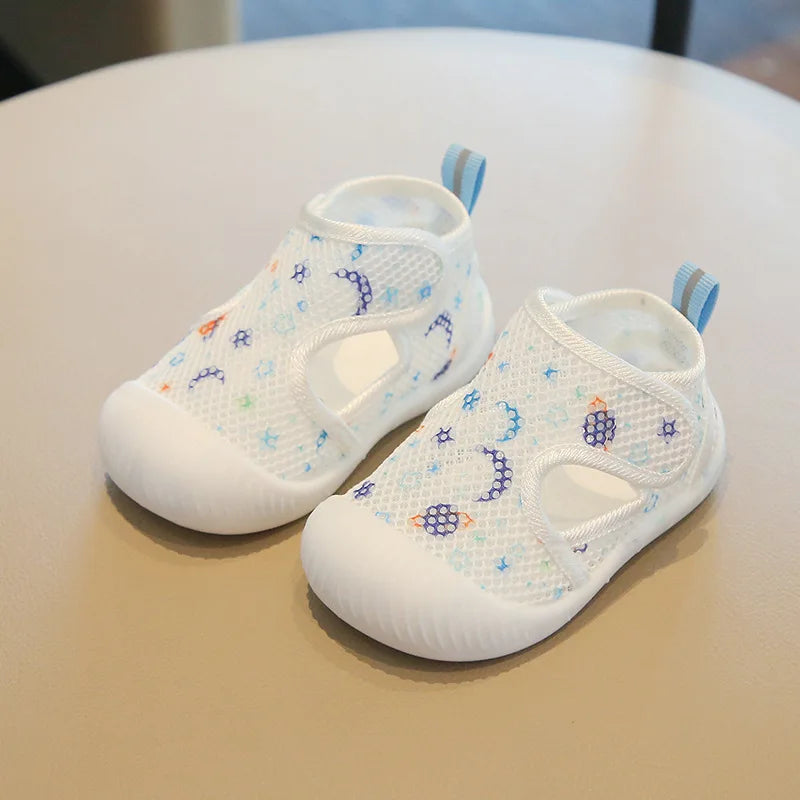 Summer Mesh Baby Walking Shoes 0-3 Years Cartoon Pattern Non-Slip Wear Resistant Anti Kick Crash Proof For Toddler Boys Girls