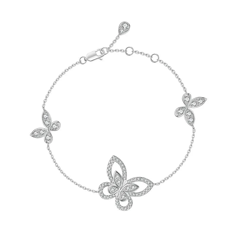 Fashionable Butterfly Combos Necklace Bracelet Earrings Ring Set Rhinestone Designed Illusion Butterfly Jewelry for Women