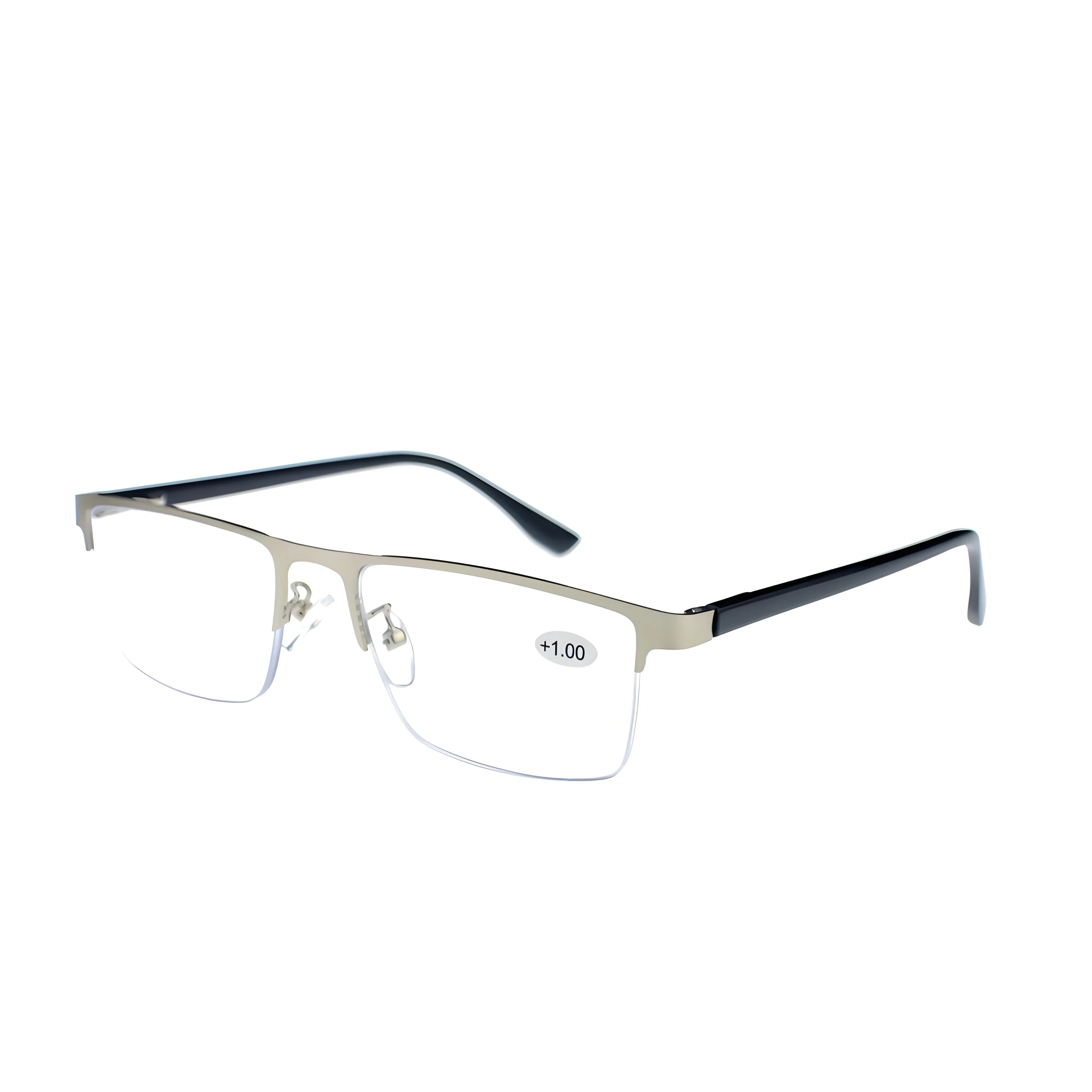 DBYLXMN Semi-Rimless Reading Glasses for office work Metal Frame Anti Blue Light Presbyopia Eyeglasses Business Readers
