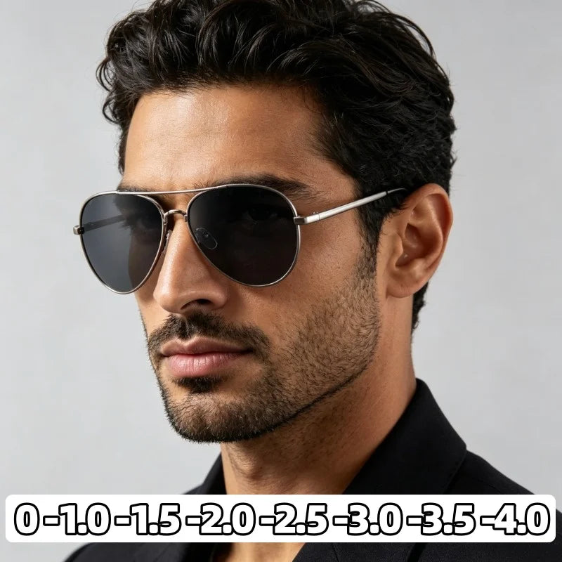 New Metal-Frame Myopia Sunglasses UV400 Outdoor Activity Fishing Shades for Pilots Classic Driver-specific Eyewear 0 To -4.0