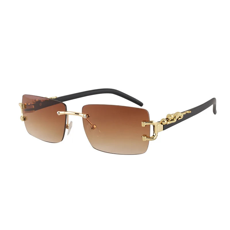 1 Pc Fashionable Women Men Sunglasses Frameless Rectangular Personalized Sunglasses for Daily Life Vintage Sun Glasses