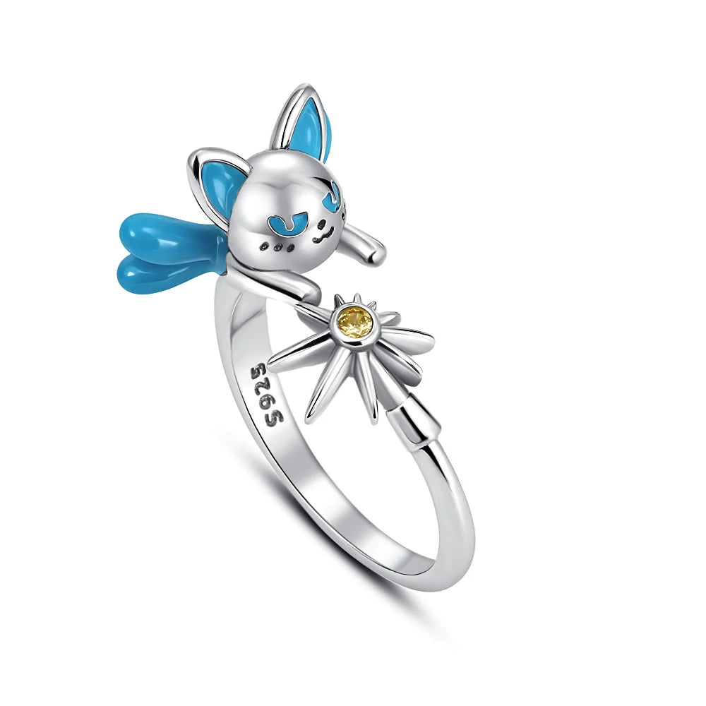 Hot Selling 925 Silver,Square,Bow,Flower,Playing Card Ring,Size 6 7 8 9,Suitable for European Women's Charm Luxury Jewelry Gifts