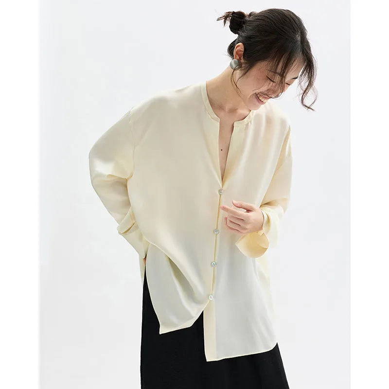 Satin Luster~ Silk Shirt 100% Mulberry Silk Long-Sleeved Shirt Quality Women's Clothing 2026 New Style