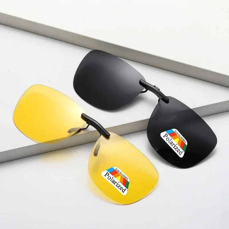 Night Vision Driving Men Goggles Clips UV400 Anti Glare Vintage Glasses Polarized Fishing Square Clip on Sunglasses Men Women