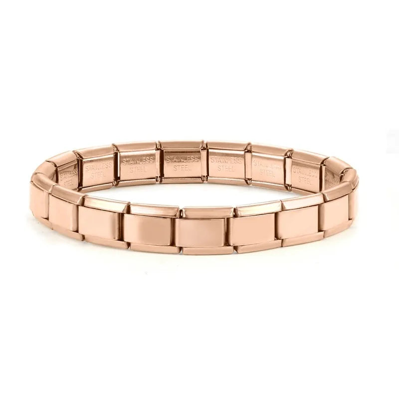 Fashion Stainless Steel Italian Elastic Charm Bracelet 9mm Width Bracelet Bangle Simple Design Girls Men Women DIY Jewelry Gifts