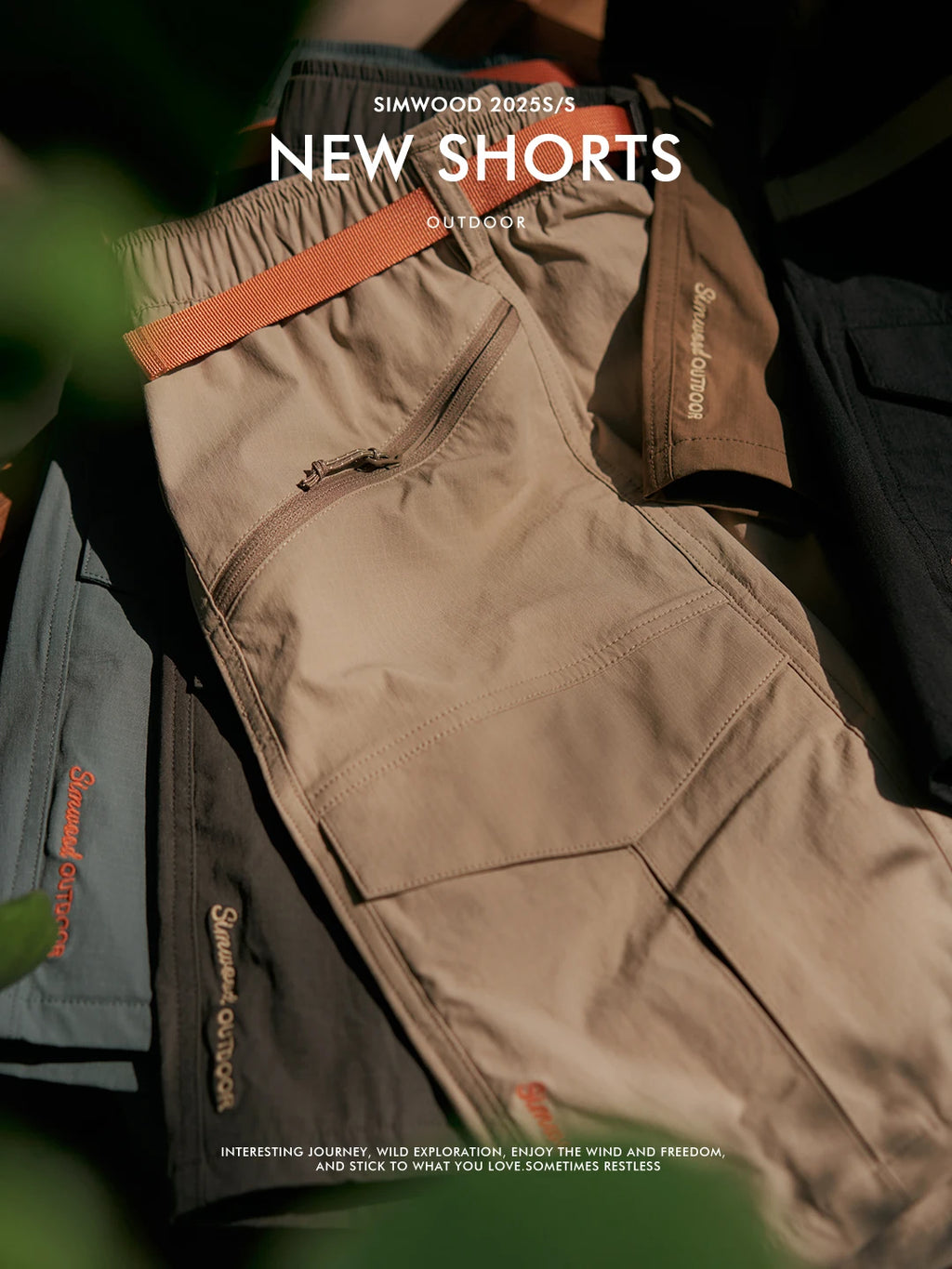 SIMWOOD 2025 Summer New Oversize 145gsm Elastic Quick Dry Fabric Shorts Men Elastic Wait Cargo Outdoor Shorts