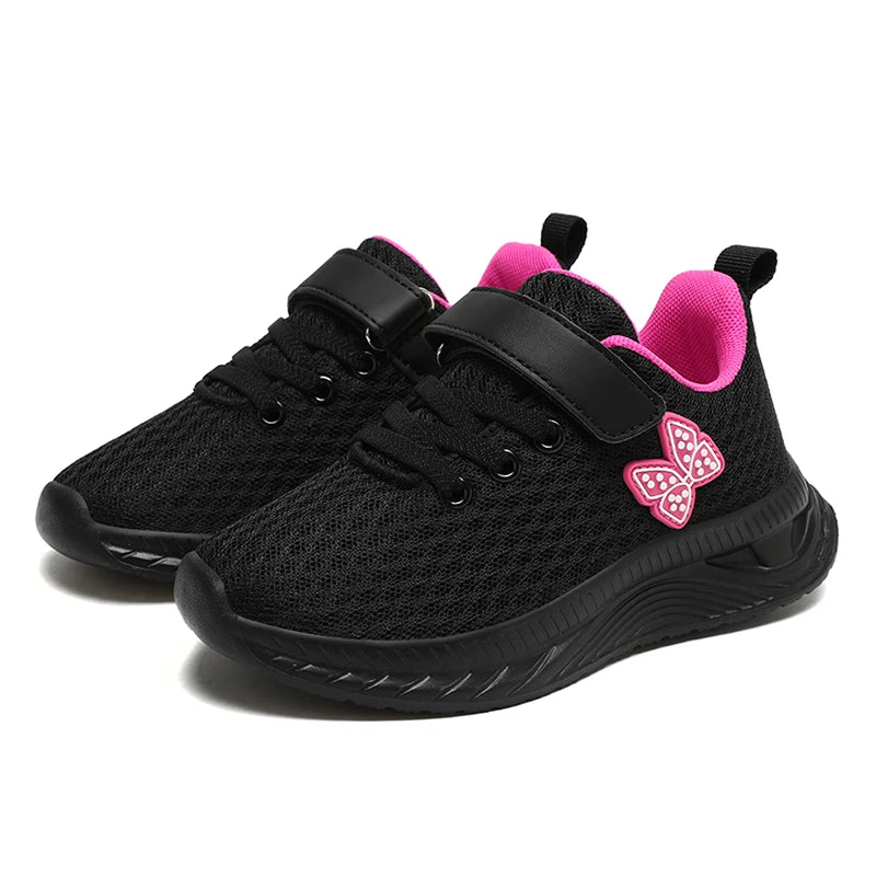 Summer Kids Casual Black Girls Mesh Breathable Shoes Fashion For 7-15y Lightweight Sport Student's Children Sports Walking Shoe