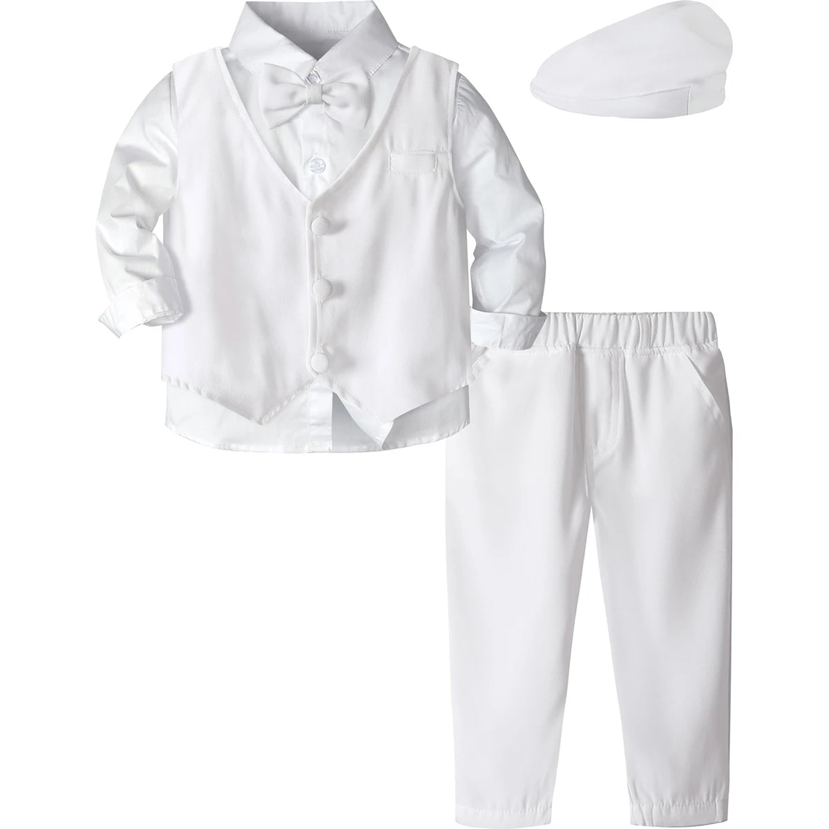 Christening Outfit for a Boy Baptism Formal Suit Toddler Gentleman Party Clothing Set Infant Wedding Birthday Gift Clothes 4PCS