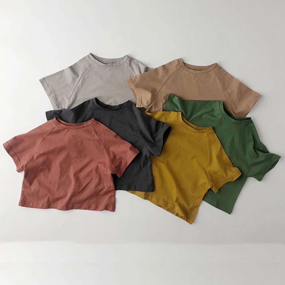 2026 Toddler Infant Tee Pure O-neck Short Cotton Summer Outfits Top Casual T-shirt For Children Teenages Korean Style Clothes