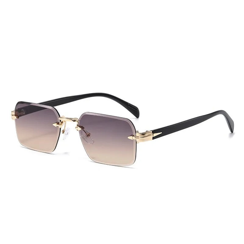 Luxury Rimless Square Sunglasses Men Women Metal Hinge Cut Edge UV400 Retro Elegant Ethnic Fashion Trendy Shades 2239