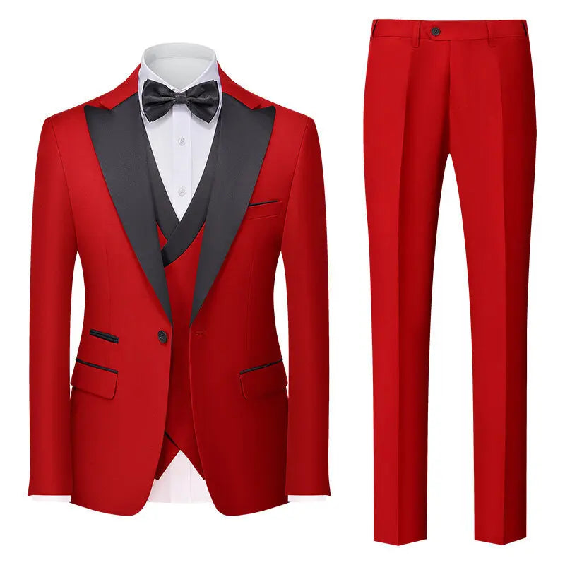 Casual Slim Fit Wedding Groomsmen Business Suit Three Piece Set Cotton Blend Polyester Fiber Single Button Summer Fashion