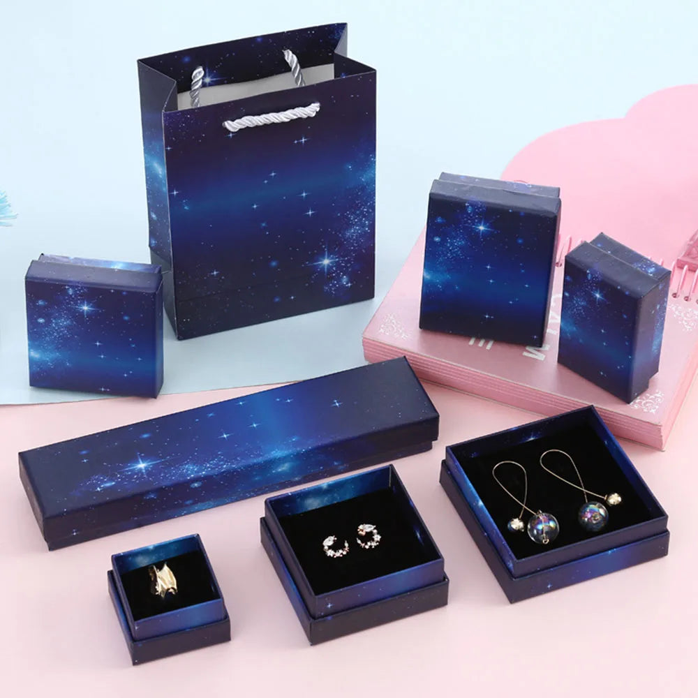 12pack White Black Cardboard Jewelry Box Earings Rings Necklace Storage Boxes 7x9x3cm Kraft Paper Travel Wedding Gift Dust Case