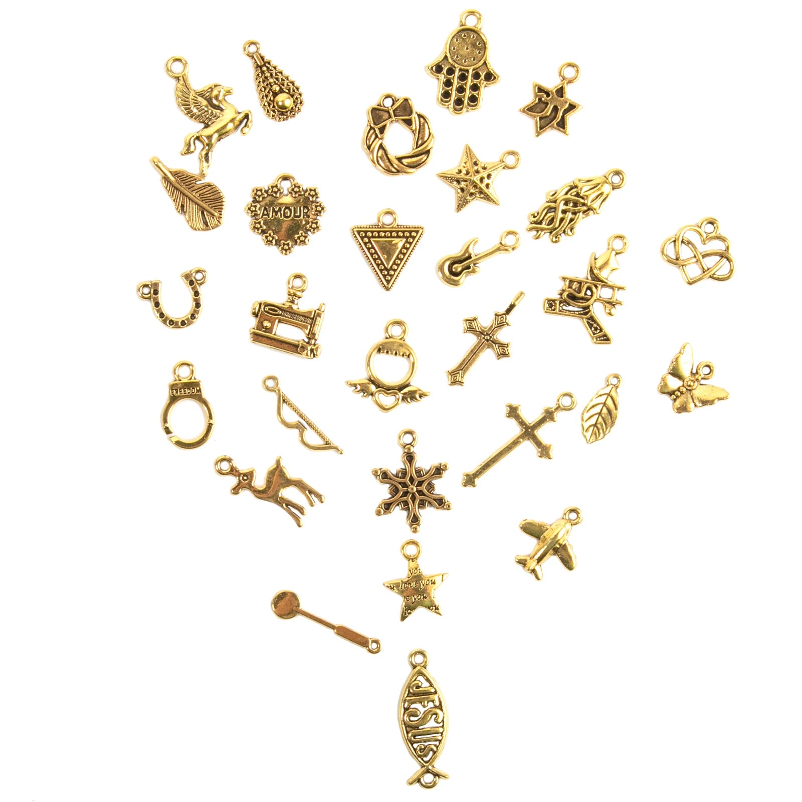 CHuangQi Bulk Lots Jewelry Making Charms Mixed Smooth Metal Charms Pendants Bracelet Necklace Making DIY Project Accessories