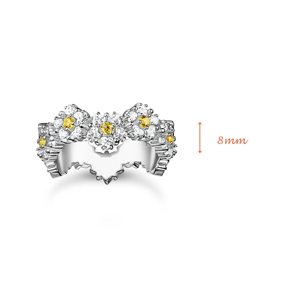 Lovely Daisy Flower Ring Europe Bohemia Fine Jewelry For Women Brand New Solid 925 Sterling Silver Gift