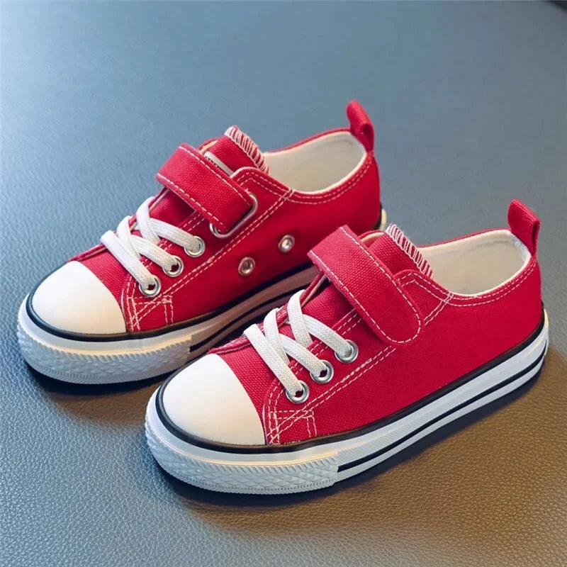 2023 New Children's Canvas Shoes Boy's Girls Small White Magic Stickers Student Baby Board Shoes Summer Rubber Outsole