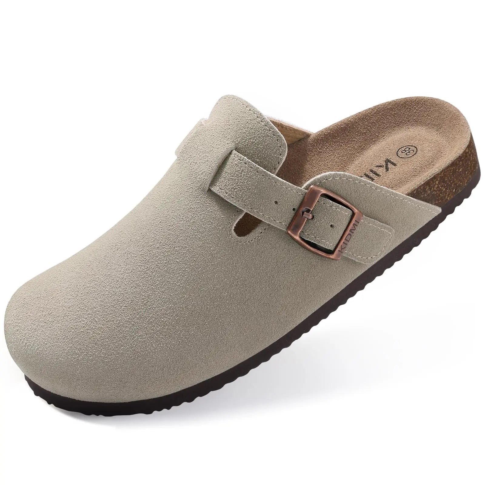 Litfun Classic Cork Clogs For Women Men Genuine Summer Clogs with Arch Support Cork Leather Home Mules Shoes Thick Beach Sandals