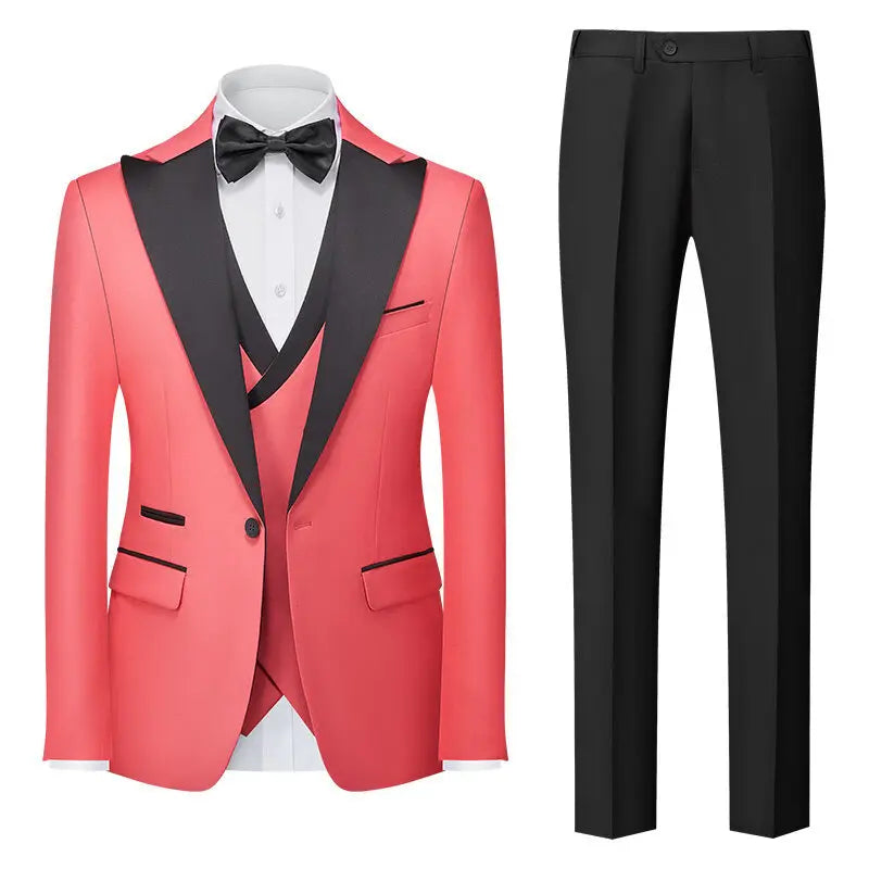 Casual Slim Fit Wedding Groomsmen Business Suit Three Piece Set Cotton Blend Polyester Fiber Single Button Summer Fashion