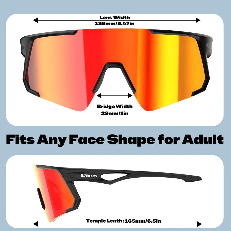 BUCKLOS Polarized Cycling Glasses UV400 Outdoor Sports Sunglasses Men Women MTB Cycling Goggles Road Bike Eyewear