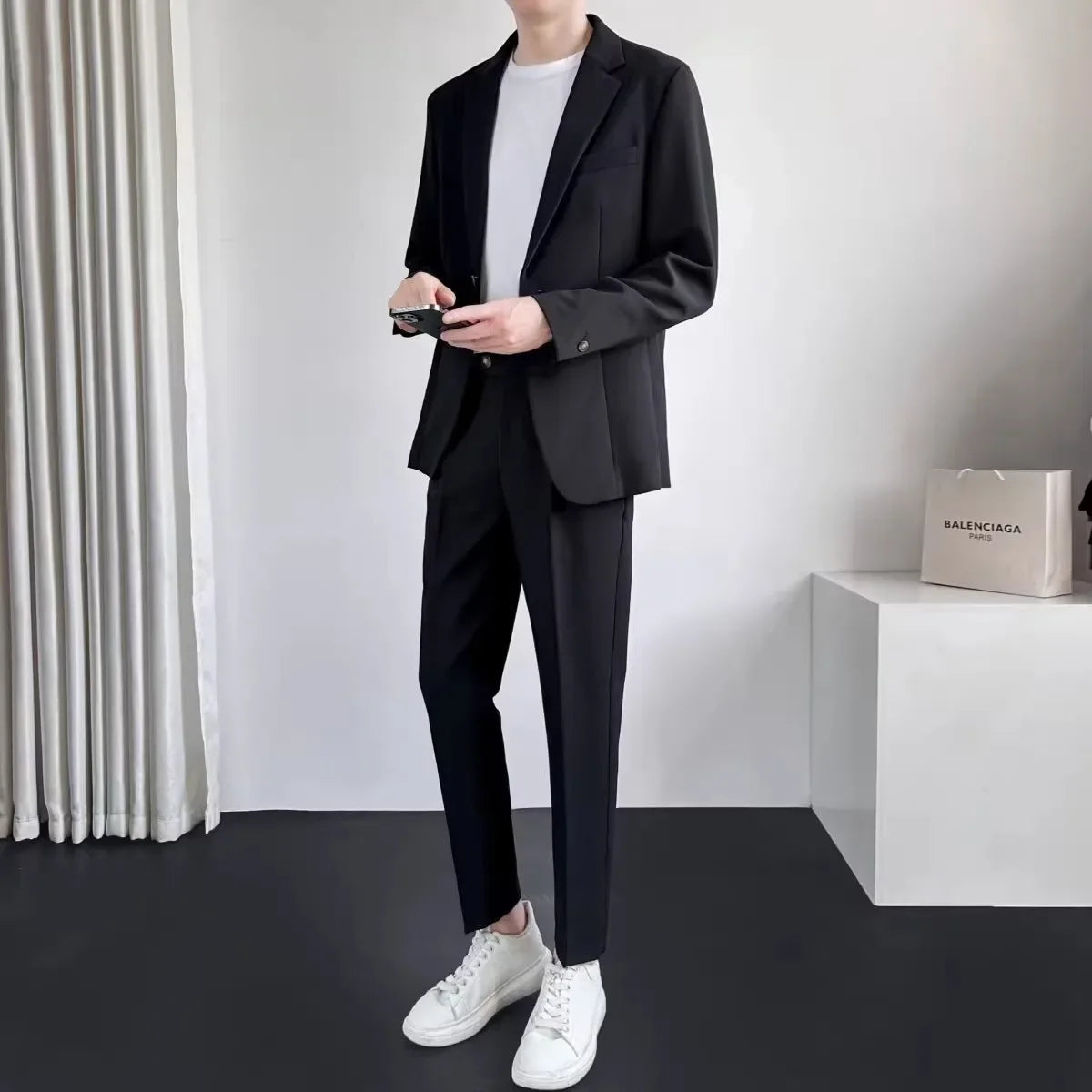 Loose Handsome Summer Suit Jacket Slimming Business Professional Formal Trendy Fashion Set for Men Casual Chic Outfit