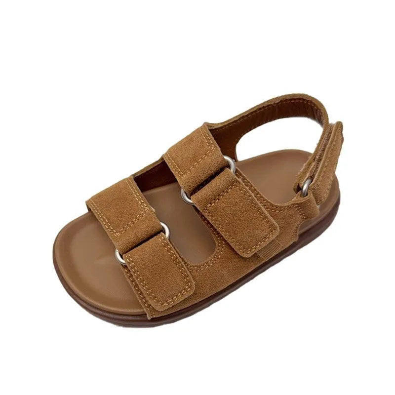 Fashion Boys Girls Sandal 2026 Summer New Fashion Simple Solid Color Children's Suede Outdoors Non-slip Open Toe Beach Sandals