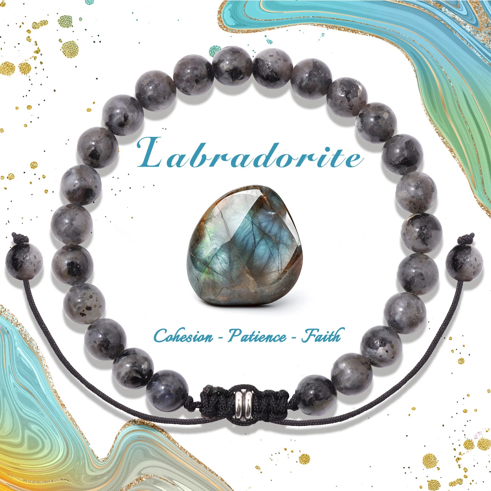 4/6/8mm Natural Black Tourmaline Stone Beads Bracelet Healing Energy Bracelets Adjustable Rope Braided Bracelet with Card Gifts