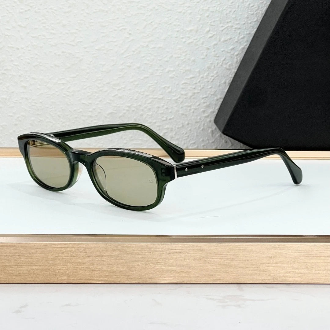 LOWRIDER Oval Sunglasses Thick Acetate Frame UV400 American Vintage Style Fashion Eyewear for Men Women with Case