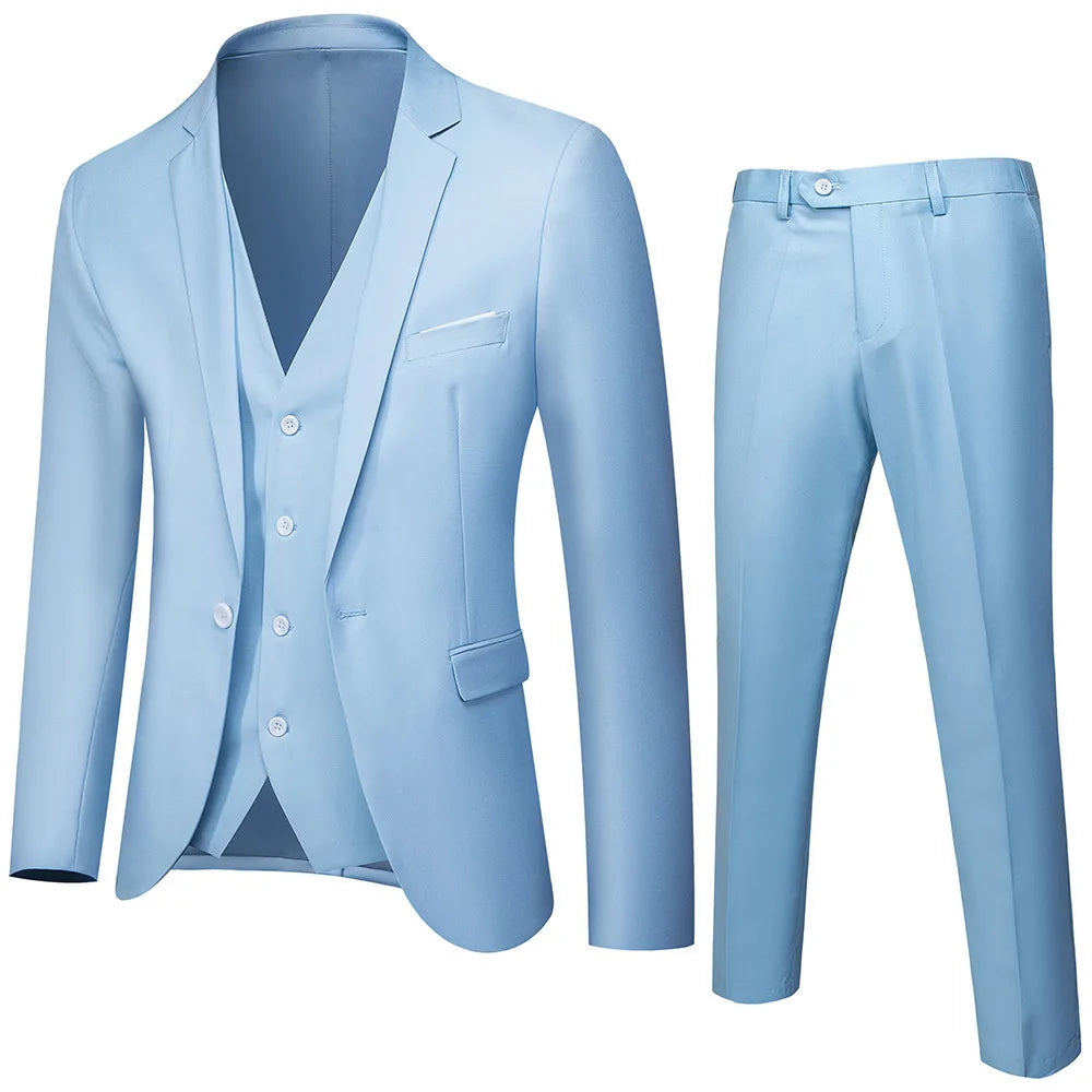 Men Business Professional Slim Fit Two Piece Suit Formal Groomsman Wedding Attire
