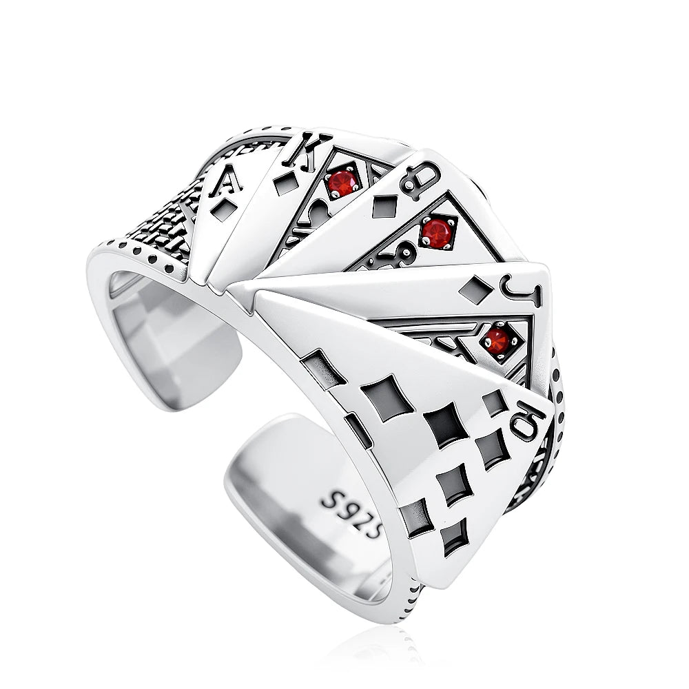 Hot Selling 925 Silver,Square,Bow,Flower,Playing Card Ring,Size 6 7 8 9,Suitable for European Women's Charm Luxury Jewelry Gifts