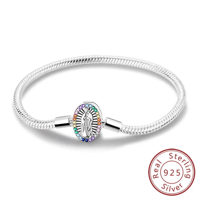 Bracelet 17-20CM Love Heart Original 925 Sterling Silver Charm Bracelet Pave Zirconia Bracelet for Women DIY Charm Jewelry Gifts