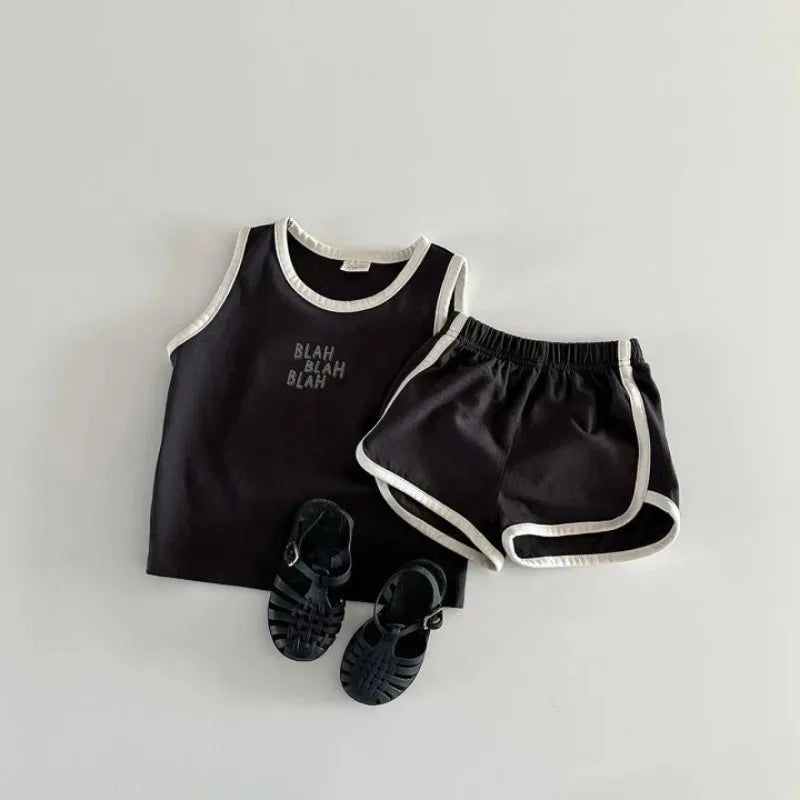 Children Camisole Sets Boys girls Vest Clothes Suit Baby Summer Cotton T-Shirts+Shorts Sleeveless Tank Top Kids Boutique Clothes