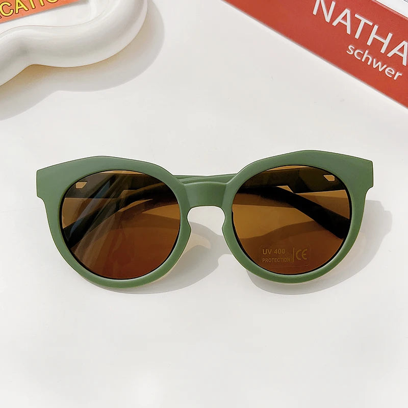 New Children Cute Checker Panel Color Round UV400 Sunglasses Baby Girls Outdoor Sun Protection Sunglasses Kid Sun Glasses