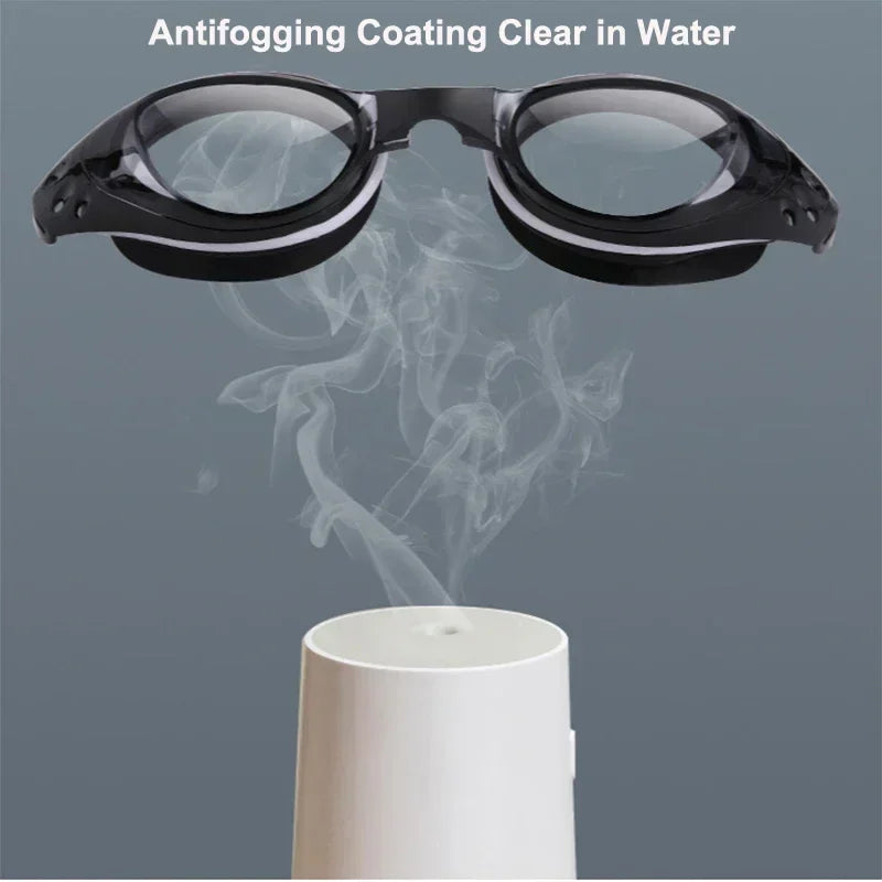 Custom Myopia Prescription Swim Goggles for Adult Kids, Anti-Fog,Left/Right Different  Power (-6.0 to Plano),  Adjustable Strap