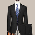 Solid Color Suit Men Fashion Business Outdoor Gentleman Trend Solid Color Casual Slim-fit Wedding Host Gentleman (Blazer+Pants)
