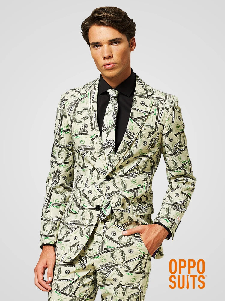 Costume Homme 3 Piece Dollar Print Men's Suits 2025 Groom Tuxedo For Wedding Groomsman Summer Beach Male Suit (Jacket+pants+tie)